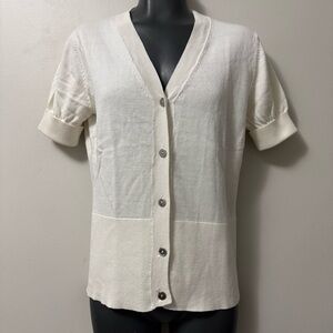 Reiss Cream Short Sleeve Cardigan Medium